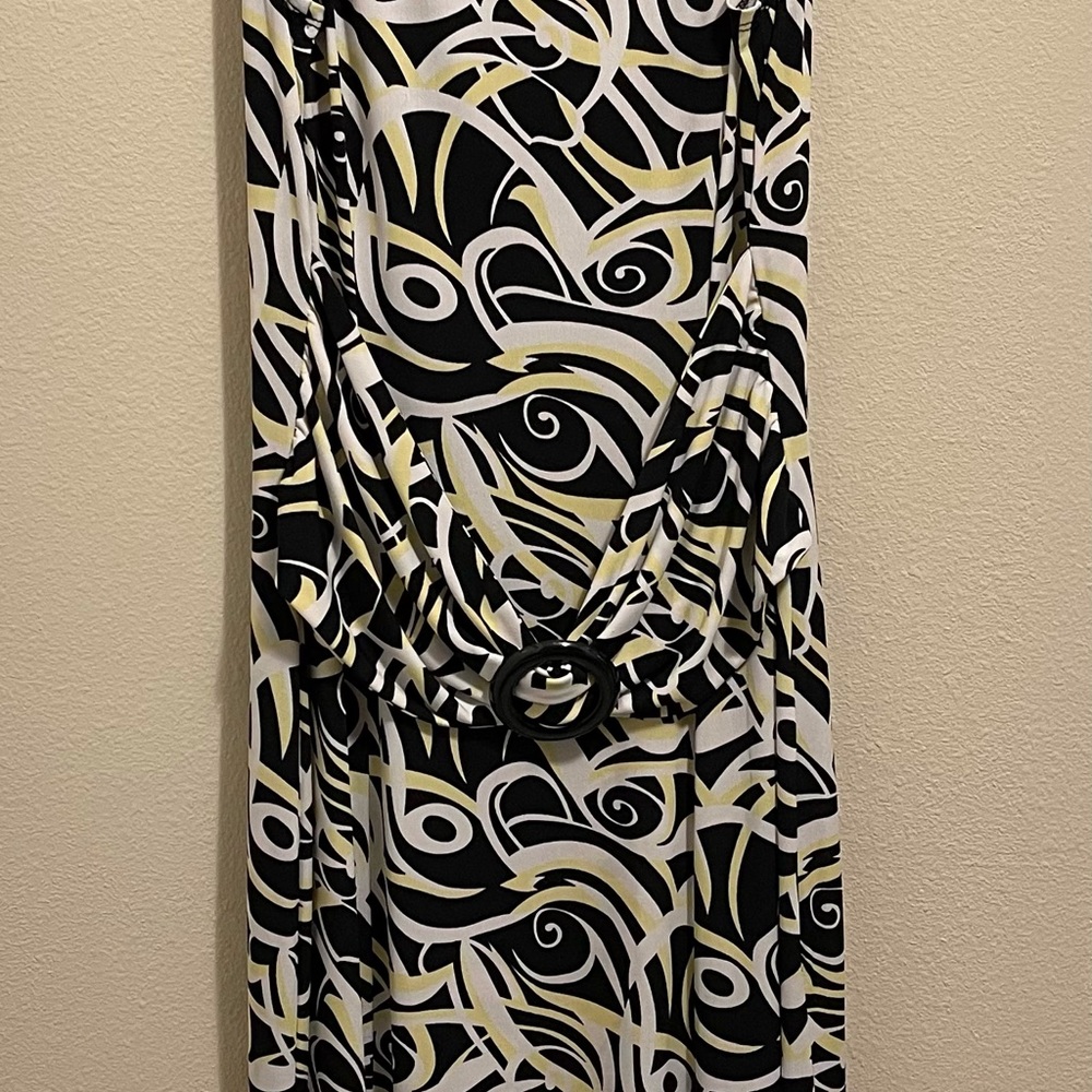 Long summer black, yellow and white dress